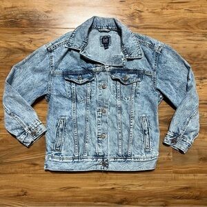 GAP Denim Jean Jacket‎ Girls Medium / 8 Trendy Denim Acid Wash